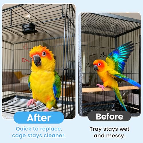 23.6x16.9in Bird Cage Liners,100 Sheets Pre-Cut Cage Tray Pads | Disposable Absorbent Non-woven Pads Absorb Moisture and Collect Feathers for Parrots, Cockatiels, Parakeets and Finches - size: 23.6x16.9in-100P