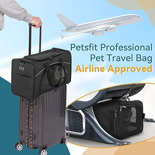 Petsfit Two-Way Placement Pet Carrier Airline Approved, Cat Carriers for Kittens, Puppies,Rabbit,Hamsters, Washable,Black - color: Black, size: 19"L x 9.5"W x 12.0"H