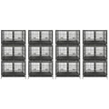 Homey Pet 4 Pack Three Tiers 43" Stackable Heavy Duty Double Dog Crate Bank | Commercial Modular Dog Kennel with Dual Front Doors, Divider, Auto Locks, Removable Tray, Bowls for Small and Medium Dogs - size: 43.0"L - 3 Tiers - 4P