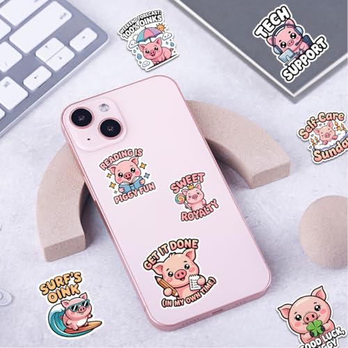 Vybonz Pig Sticker Cute Animal Decal Funny Cartoon Farm Animal | Pig Stickers with Funny Animal Characters and Quotes for Farm Lovers, Laptop, Water Bottle, Journal and Notebook Use - color: Pig, size: 3in