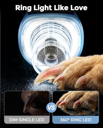 7-Speed Dog & Cat Nail Grinder with Light - Ring LED Safe to Avoid Overcut, Quiet Low Vibration & Powerful Fast, Cordless Rechargeable Toenail Trimmer for Small & Large Puppy & Breeds Paws(Blue) - color: Dark Blue