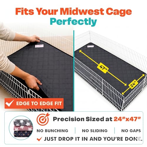 LUFTPETS Guinea Pig Cage Liners 5 Pcs, Washable Midwest Pads & Fleece Mats | 2 Absorbent Bunny Pee Pads 47x24, 3 Fleece Blankets. Hay Shakes Off. Non-Slip. Waterproof Rabbit Bedding - size: Midwest 5 Pack