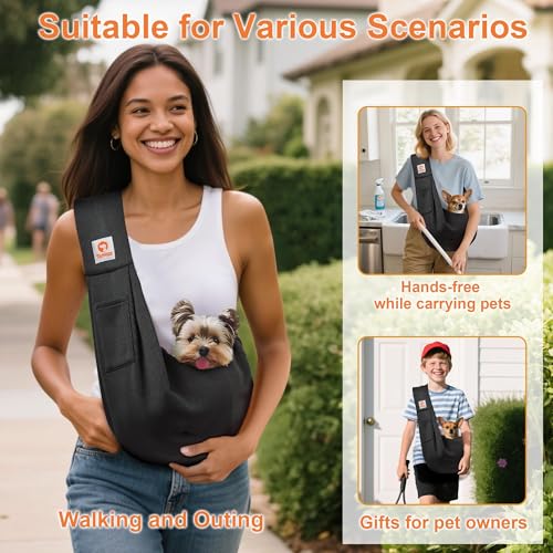 Tomkas Small Dog Sling Carrier - Classic Pocket & Classic Strap - Wrap Carrier - for 3-10 lbs Pets(Black) - color: Black