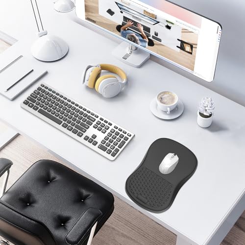 Ergonomic Mouse Pad with Wrist Rest Support, Mousepad with Comfortable Memory Foam Wrist Rest and Non-Slip PU Base for Pain Relief, Computer, Laptop, Office, Home - color: 05Dark Black