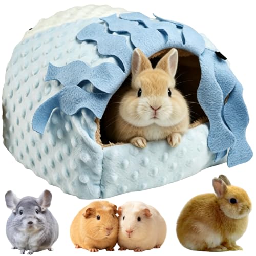 Small Pet Hideout No Bottom Guinea Pig Rabbit Cave Toilet Cover (Blue,Large) - color: Blue, size: Large