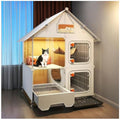 Indoor Cat Cage with Litter Box,Complimentary Cat Bed, Bowl,Teaser Wand，Cat House cat Villa Playpen Outdoor, Large Cat Enclosure, Small Animal Dog Kennel (28" Lx18 Wx41.8 H) - size: 28" Lx18"Wx41.8"H)