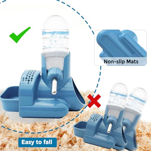 VANNON 3-in-1 Hamster Water Bottle with Food Bowl & Hideout Base, Blue | 3-in-1 feeding station combines water, food and hideout space to help keep hamster cages organized and easy to maintain. - color: Blue