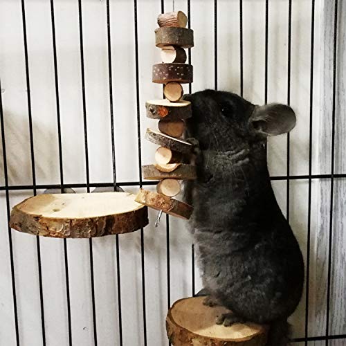 Small Animal Chews Toy Apple Wood Block Cage Hanging Molars Treats Snack | for Hamsters Rabbits Bunny Bird Parrots Chinchilla Guinea Pig Gerbils Squirrels, 2 Pack