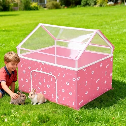 Cat Playpen, Puppy Playpen Small Dog Pet Crate Tent Cage Indoor & Outdoor, Cat House Enclosure Kennel Dogs/Cats/Rabbits/Hamster (Pink)