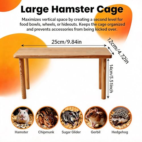 1Pcs Hamster Platform, Hamster Cage Platform, Wooden Hamster Platforms Waterproof Stand for Small Animal Habitat, Play Decor for Hamsters Squirrel Pets
