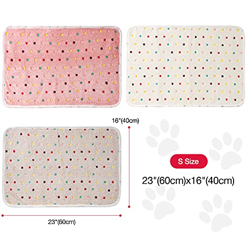 Dono 1 Pack 3 Dog Blankets, Soft Fluffy Fleece Pet Blanket Warm Sleep Mat Paw Print Design Puppy Kitten Throw Blanket Doggy Mat, Blanket for Dogs - color: White/Light Coffee/Pink, size: Small(23*16")