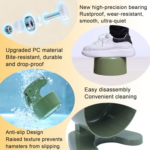 Hamster Wheel, 6.5" Super-Silent Exercise Wheels, Dual-Bearings Quiet Spinner Running Wheels, 3 Installation Methods, Fits Any Hamster Cage, Hamsters Toy for Dwarf Hamsters, Gerbils, and Small Pets. - color: Green, size: Small