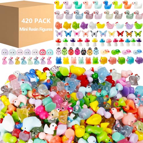 420 Pcs Mini Resin Animals 12 Styles Resin Animals Figurines Bulk for Fairy Garden Miniature Dollhouse Accessories Hide Crafts Decor - style: 420Pcs Bulk