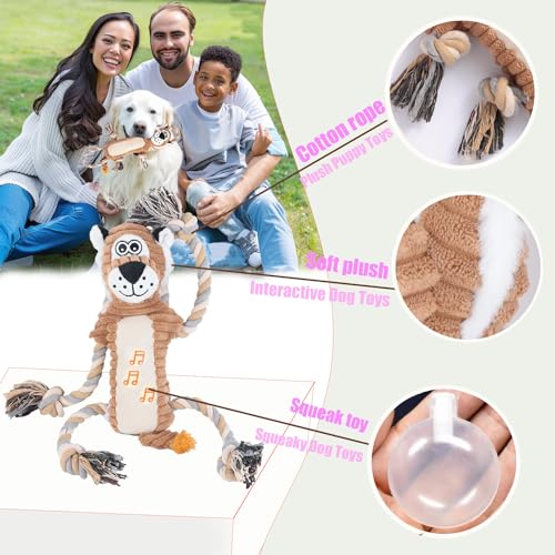 Squeaky Dog Toys Interactive Durable Rope-Infused Lion Shape Puppy Chew Toys for Small, Medium and Big Dogs - style: Lion Shape