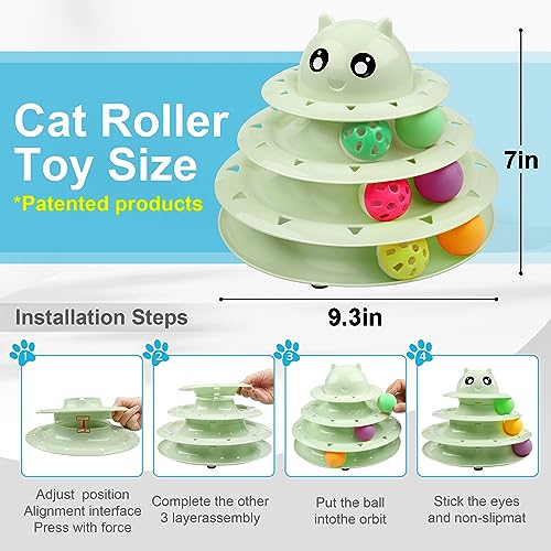 UPSKY 24 PCS Cat Toys Set with Teaser, Mice, Spring, and Various Ball Toys | Puzzle Kitten Toys, Sturdy Structure, Detachable Design, Easy to Assemble, Anti-Slip, Reduces Boredom for Indoor Cats - color: D-24PCS-Fruit Green