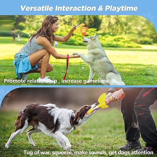 Vitscan Durable Dog Toys for Small Medium Large Dogs Aggressive Chewers | Dog Chew Toy Tough Squeaky Interactive Dogs Toys for Puppies,Sturdy Plush Puppy Toys Goose Pet Toy Puppy Chew Toys Teething - color: Yellow goose - pineapple plush