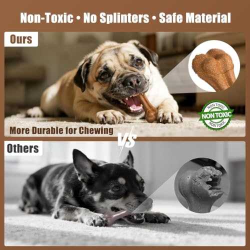 SCHITEC 3 Pack Puppy Teething Chew Toy Gift Set for Small Breeds | Dog chew bone & branch for teething puppies; natural latex squeaky ball; storage bag; ideal for small dogs.