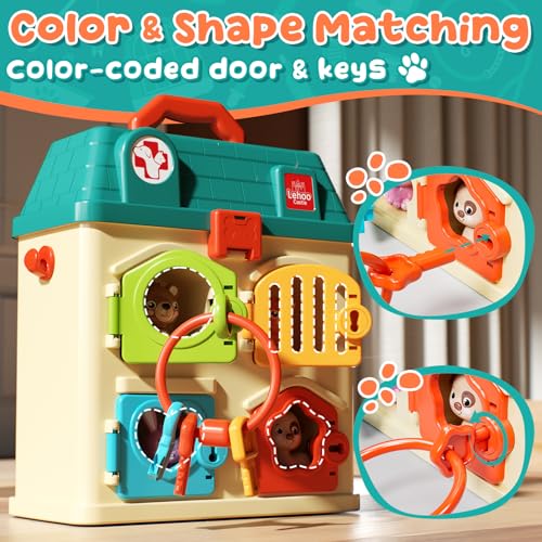 Lehoo Castle Critter Clinic with Key, Pretend Play Doctor Toys for Kids 3-5 | Vet Playset for Toddlers, Animal Hospital with 4 Rooms, 4 Matching Keys, 4 Pets, Medical Accessories, Preschool Toys
