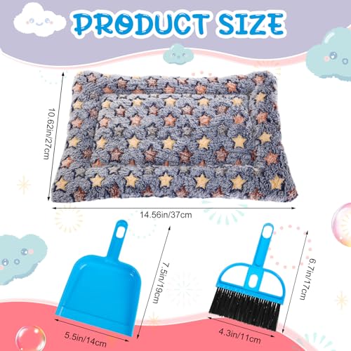 Tudomro 8 Pcs Bunny Guinea Pig Beds with Cleaning Dustpan Brush 14.5"x10.6" Warm Fleece Guinea Pig Pads Small Animal Sleeping Mats Accessories for Rabbit Hamster Squirrel Hedgehog Chinchilla Ferret