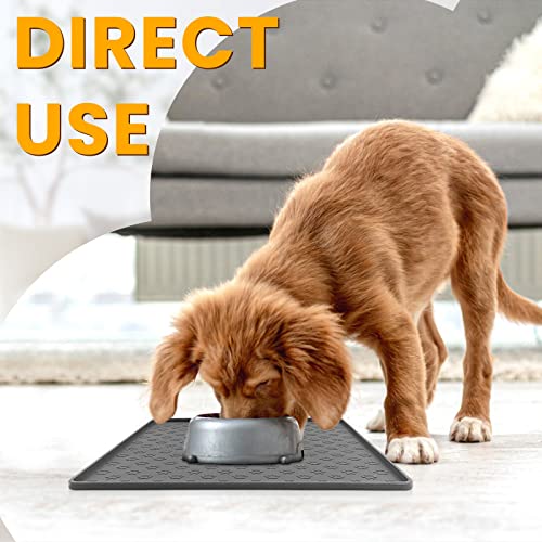 Ptlom Grey Pet Placemat for Dog and Cat, Waterproof Non-Slip Silicone Feeding Bowl Mat Prevent Food and Water Overflow, Puppy Dish Feeder Fountain Trays Suitable for Medium and Small Pets - color: Grey, size: 11.8"L x 11.8"W