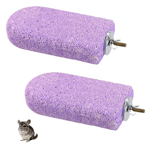 2pcs Chinchilla Lava Ledge, Pumice Climbing Platform & Chewing Toy Teeth Grinding Cage Accessories for Chinchillas Squirrels Guinea Pigs Hamsters (Purple) - color: Purple, size: Large