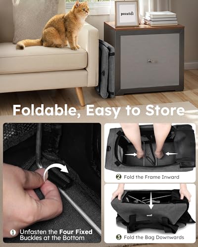 Pecute Cat Carrier, Portable Travel Dog Carrier with Stable Structure, Grey | Larger Space, 360° Ventilation & Comfort, Escape-Proof, for Travel / Car Trips / Vet Visits, Fits Cats up to 11 lbs - color: Grey