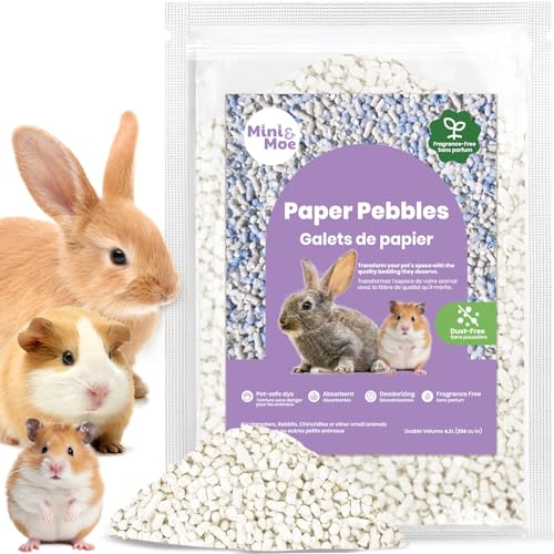 mini&moe Rabbit Litter Paper Pellet Bedding: Hamster Bedding Odor Control & Moisture Absorbent Natural Paper Pellet Bedding - for Small Animal Guinea Pigs,Rabbits Bedding 3.96lb - color: Milk, size: 3.96lbs