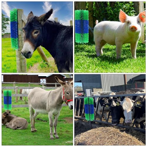 Livestock Scratching Brush Horse Massage Grooming Brushes with 4 Screws for Goat,Cattle,Cow,Sheep, Horses,Pigs and Other Animal Back Scratching - color: Green, size: 1pack