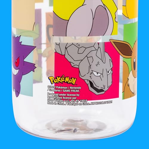 Silver Buffalo Pokémon Pikachu, Snorlax, Screw-On Lid Water Bottle, 28oz | Squirtle, Charmander, Bulbasaur, Togepi, Meowth, Lapras, Gengar, Jigglypuff, Mewtwo, Onix, Gyarados, Psyduck, Eevee, 0.83L - color: Pokemon, size: 28 Ounces