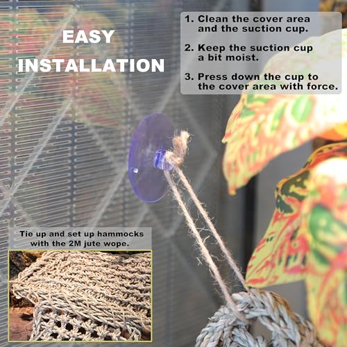 Bearded Dragon Hammock Lizard Tank Accessories Reptile Lounger Amphibian Habitat Décor for Chameleon, Geckos, Snakes, Hermit Crab, Lguana Reptiles, Tortoises - size: 30"+16"