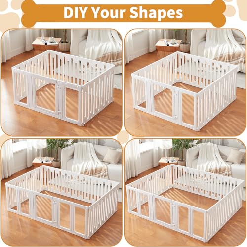Acrylic Dog Playpen Indoor, Puppy Pens for Small Dogs & Puppies, 19 Panels | Easy Assemble, DIY Flexible Shape Dog Pen with Plastic Fence, Pet Exercise Pin for Small Animals, 24''Tall - size: 24" H