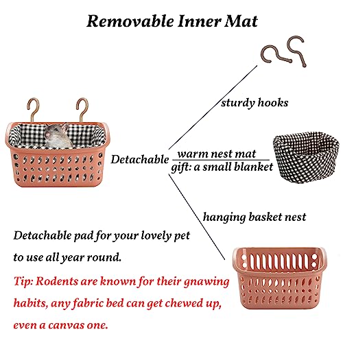 JWShang Rat Hammock for Cage - Small Animal Hanging Basket Bed with Sturdy Hooks, Cozy Pet Rat Cage Accessories for Guinea Pig Chinchilla Sugar Glider Ferret (Pink, S) - color: Pink, size: Small
