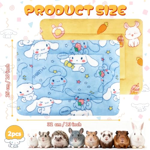 2 Pcs Guinea Pig Bed, Washable Rabbit Bunny Bed Mat Soft Small Animal Winter Bed Pads Sleeping Pads for Rat Chinchilla Hedgehog Hamster Squirrel Ferret (13 x10 inch) - size: 13 x10 inch