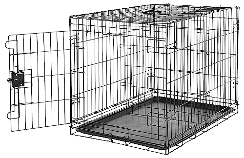 Amazon Basics Portable Metal Wire Dog Crate with Removable Tray, Single Door with Divider Panel, Foldable, Collapsible, Easy to Assemble & Clean, 36" x 23" x 25", Black - size: 36 x 23 x 25 in, style: Single Door w/ Divider