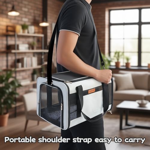 YUNIQUE Soft-Sided Cat & Dog Carrier for Pets Up to 15 Lbs, Airline Approved Collapsible Travel Puppy Carrier with Lightweight Fabric Design (lightgrey) - color: lightgrey