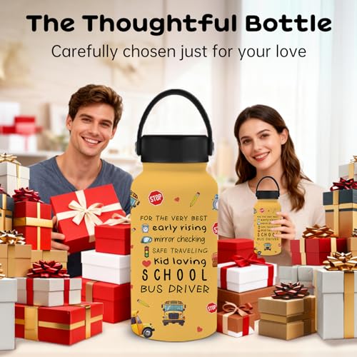 25oz Bus Driver Water Bottle with 2 Lid - School Bus Driver Stainless Steel Insulated Water Bottles with Straw, BPA-free Leakproof Sports Waters Bottle for Office Travel, Gifts Cup for Driver - color: Bus driver