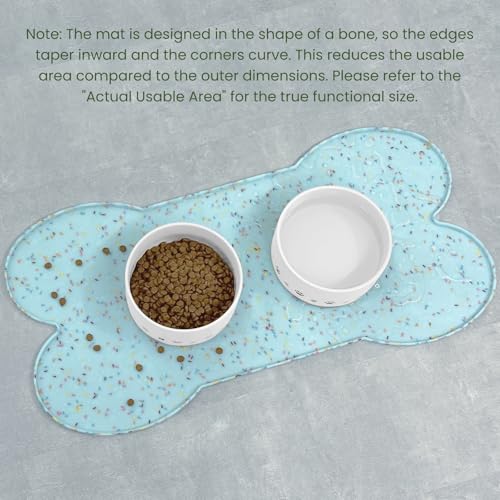 PWTAA Dog Food Mat Anti-Slip Silicone Dog Bowl Mat Thicker Pet Placemat Waterproof Cat Feeder Pad with Raised Edge Puppy Kitten Feeding Mats Suitable Small Medium-Sized Dogs Cats Eating Tray - color: Donut Blue, size: 19.4" x 9.8"