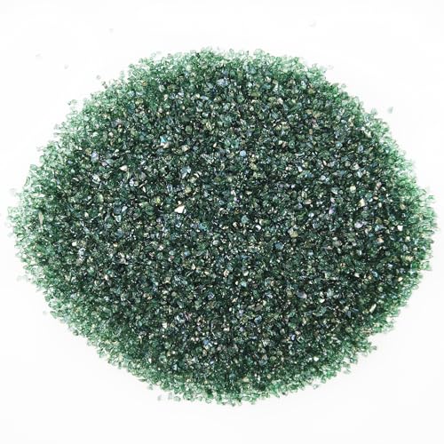 Crushed Glass Glitter, Broken Stones Shattered Glass Chips for Resin Art Crafts, Epoxy Resin Supplies, Geod Painting, DIY Art Projects, Jewelry Making, 2-4mm, 200g/7oz (Blackish Green) - color: Blackish Green