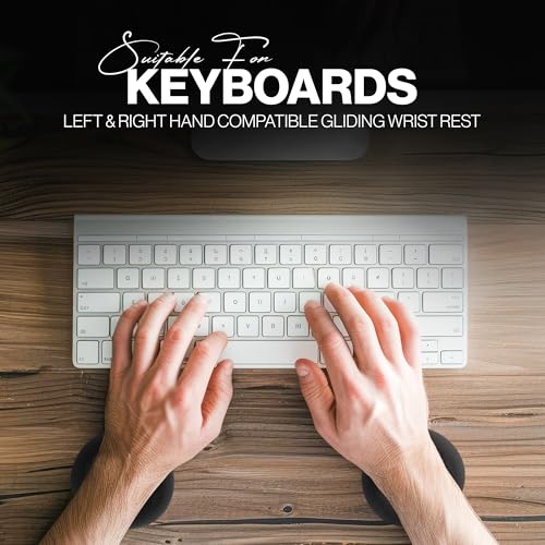 Comfy Glide Palm/Wrist Rest - Smooth Gliding Left and Right-Hand Ergonomic Memory Foam Wrist Support for Mouse or Keyboard - Anti-Fatigue - Stress and Pain Relief for Carpal Tunnel - Jet Black