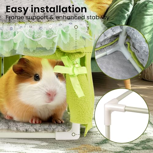 NAPLORD Guinea Pig Bed & Guinea Pig Hideout: C&C Cage Cozy Hideaway-Guinea Pig Toy - color: Gray+Green, size: Gray + Green/Bed