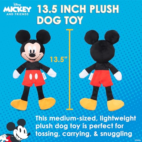Disney for Pets Mickey Mouse Plush Squeaker Dog Toy, 13.5 Inch | Flattie crinkle body design, officially licensed Disney product, inspired by Mickey Mouse, playful design - color: Mickey Mouse Plush, size: 13.5 Inch