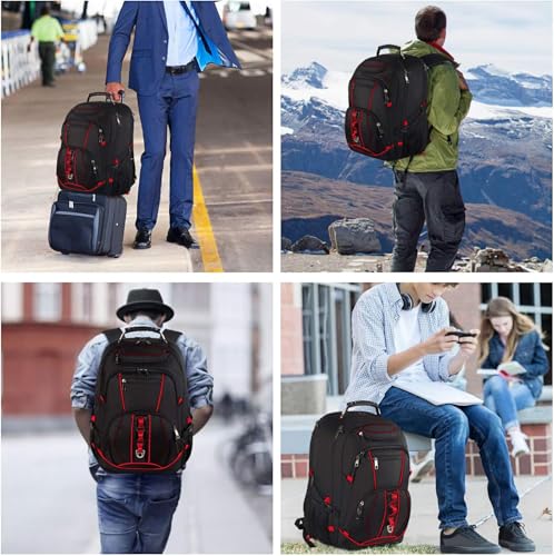 Travel Laptop Backpack,Extra Large 18.4 inch Gaming Laptop Backpacks,Big Capacity TSA Friendly RFID Anti Theft Pocket College unisex Heavy Duty Computer bag - color: Red