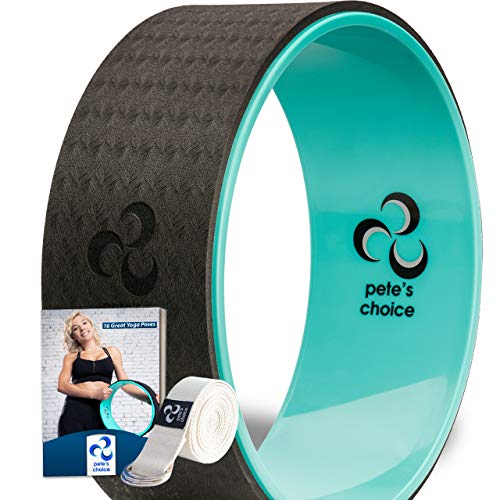 Yoga Wheel for Back Pain Relief - Beginners Guide & Strap Included | Comfortable Back Roller to Release Tension, Deepen Stretches & Boost Flexibility - Improve Posture at Home