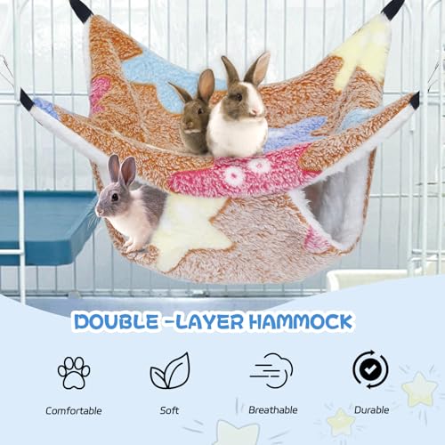 YedsIntu 3 Pcs Guinea Pig Hammock, Rat Ferret Hanging Hammock Guinea Pig Accessories for Small Animals Chinchilla Parrot Sugar Glider Ferret Hamster Squirrel (11"×11") - color: Yellow, Caramel, Grey