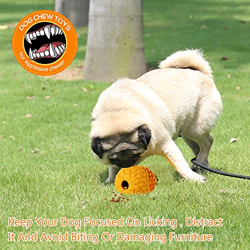 Indestructible Pineapple Dog Toy - Small Aggressive Chewers Training | Heavy Chew, Treat Dispenser, Power Chewer, Durable Puzzle, Tough Interactive, Easy Clean - size: 4.3 In
