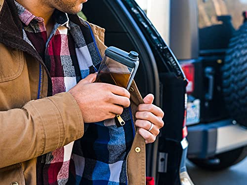 Rabbit Leak-Free Discreet Flask, Compact and Portable, Black Stainless Steel, 3.25" x 1.2" x 6" Dimensions, Perfect for Travel and Outdoor Use - size: 3.25" x 1.2" x 6"
