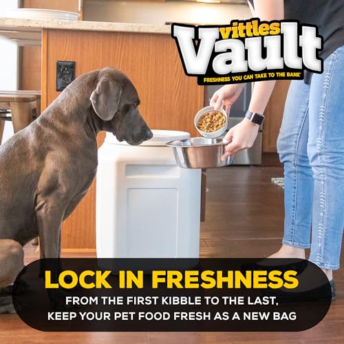 Vittles Vault Traditional Pet Food Storage Container For Dog Kibbles/Bird Seed/Oatmeal/Rice/Flour/Cereal, BPA Free Plastic, Sealed Airtight For Cat Food, Up To 50 lb, Made in USA, With Scoop, Gray - size: 50 Pounds