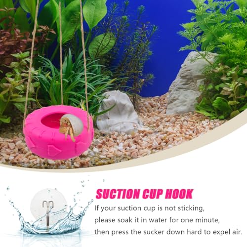 Colours Hermit Crab Tire Swing,Suction Cup Hook Climbing Toy,Hermit Crab Terrarium Accessories - A Must-Have for Any Reptile Amphibian Small Aquatic Animals Lover（Pink） - color: Pink