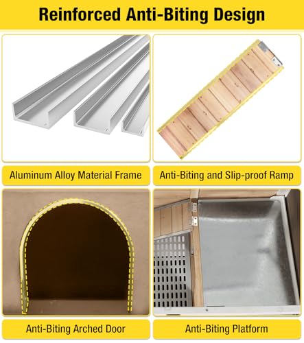 Aivituvin Guinea Pig Cages, Rabbit Hutch with Anti-Chew Frame, Bunny Cage with Deepened Pull-Out Tray, 3 Openable Areas, Assemblable Legs, Ramp & Hideout Included - Wooden