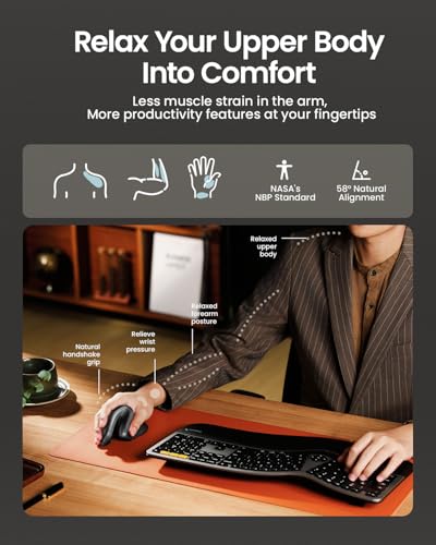 ProtoArc EM11 NL Wireless Ergonomic Vertical Mouse, Rechargeable, Gray | 58° vertical design supports a natural wrist posture, connect 3 devices via Bluetooth/2.4G USB-A, 500mAh USB-C rechargeable. - color: Gray